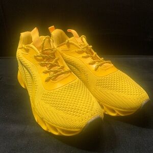 Bright Yellow Knit Athletic Sneakers